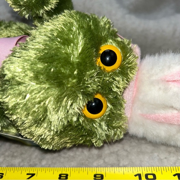 Animal Adventure 2008 green frog plush 12" wearing bunny ears tail easter plush - Picture 12 of 13